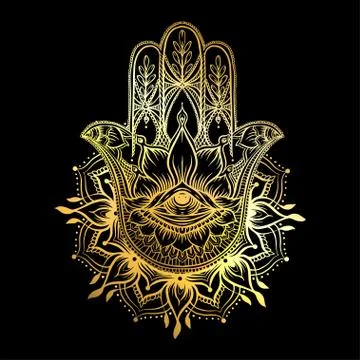 Ornate hand drawn hamsa. Stock Illustration