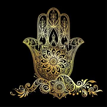 Ornate hand drawn hamsa. Stock Illustration