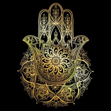 Ornate hand drawn hamsa. Stock Illustration