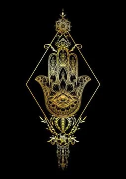 Ornate hand drawn hamsa. Stock Illustration