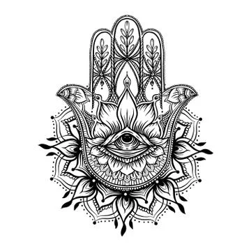 Ornate hand drawn hamsa. Stock Illustration