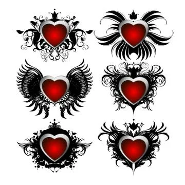 Ornate hearts Stock Illustration