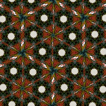 Ornate hexagonal pattern with mandala and triangles elements Stock Illustration