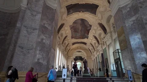 Ornate interior of Petit Palais with high ceilings, Paris in France. Slow-motion Stock Footage 303614710