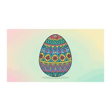 Ornate intricately decorated easter egg with gradient background イラスト素材