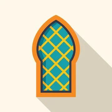 Ornate islamic arch window casting a long shadow Stock Illustration