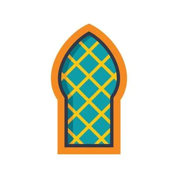 Ornate islamic arch window design representing religion and culture Illustrazione stock