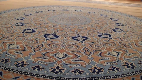 Ornate Islamic Carpet Pattern Close Up Details Stock Footage 344849549