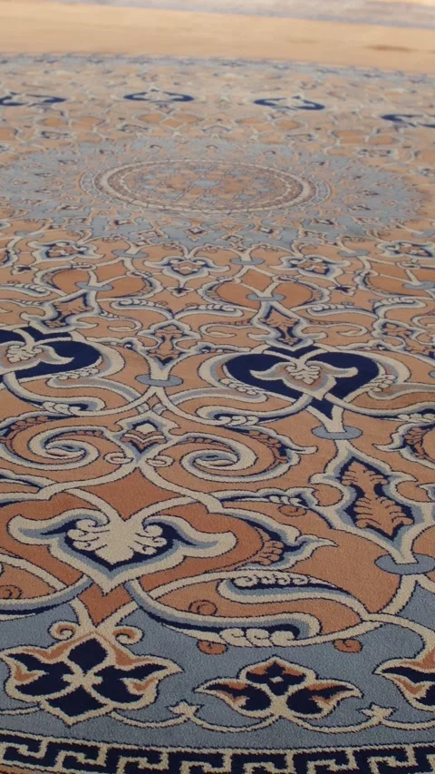 Ornate Islamic Carpet Pattern Close Up Details Stock Footage 345816503