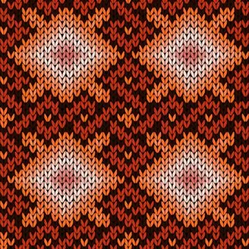 Ornate knitting seamless pattern in warm hues Stock Illustration
