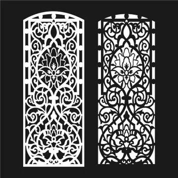 Ornate laser cut panel. Screen design. Furniture, window decor Stock Illustration