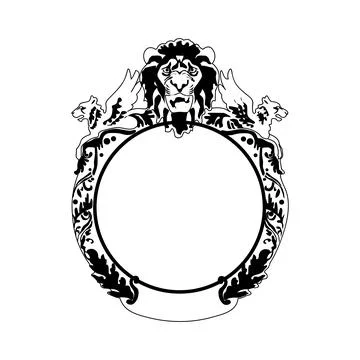 Ornate Lion Frame Design Stock Illustration