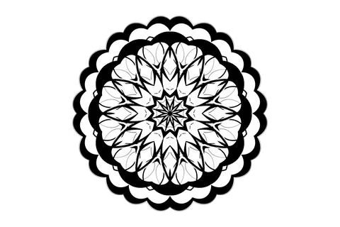 Ornate Mandala Circular Pattern Black White Art Stock Illustration
