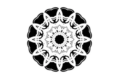 Ornate Mandala Circular Pattern Black White Art Stock Illustration