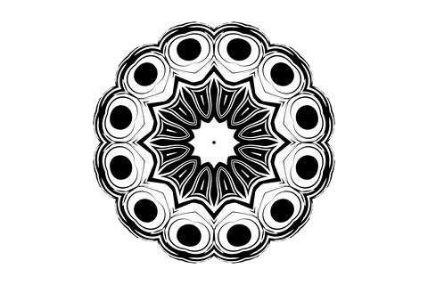 Ornate Mandala Circular Pattern Black White Art Stock Illustration