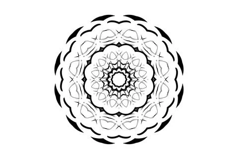 Ornate Mandala Circular Pattern Black White Art Stock Illustration