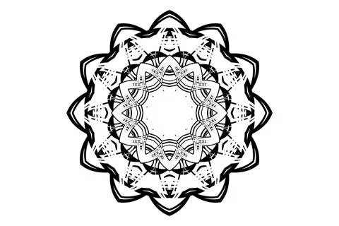 Ornate Mandala Circular Pattern Black White Art Stock Illustration