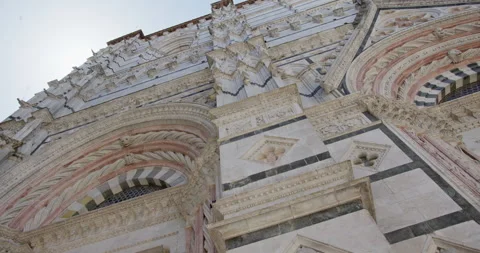 Ornate marble facade of Siena Cathedral in Tuscany Italy Stock Footage 340588532