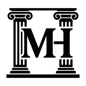 Ornate MH Monogram Logo with Heraldic Shield Vintage Emblem Design Stock Illustration