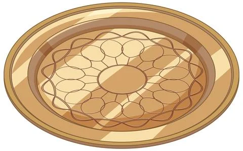Ornate Middle Eastern Brass Serving Tray Illustration Stock Illustration