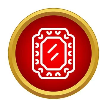 Ornate mirror showing reflection in simple icon style Stock Illustration