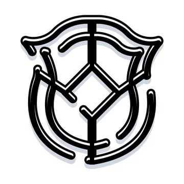 Ornate monogram crest logo design on white Stock Illustration