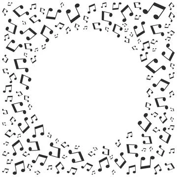 Ornate musical note pattern frame in black and white vector concept illustr.. Stock Illustration