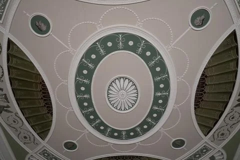 Ornate Neoclassical Ceiling Plasterwork, Belton House, Lincolnshire, England Stock Photos