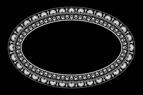 Ornate oval frame floral pattern. Frame design classical Victoriana style. Greek Stock Illustration