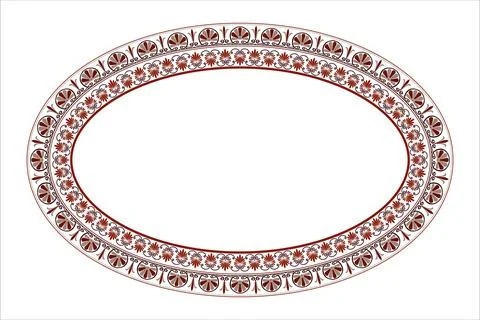 Ornate oval frame floral pattern. Traditional Eastern European, Mediterranean  Stock Illustration