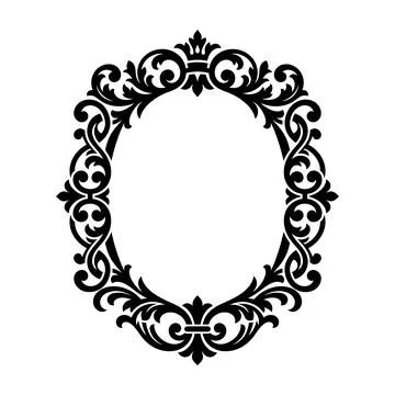 Ornate Oval Frame Logo Design with Decorative Baroque Border Stock Illustration