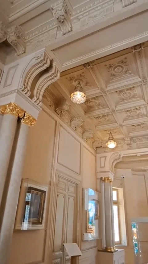 Ornate Palace Ceiling and Columns at Royal Jewelry Museum, Egypt Stock Footage 344641260