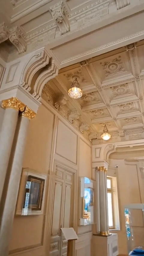 Ornate Palace Ceiling and Columns at Royal Jewelry Museum, Egypt Stock Footage 344645618