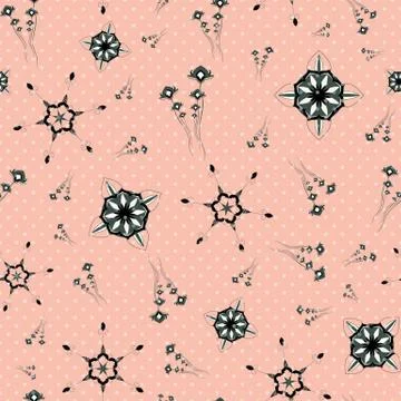 ORNATE PATTERN WITH FLORAL ELEMENTS Stock Illustration