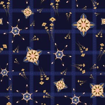 ORNATE PATTERN WITH FLORAL ELEMENTS Stock Illustration