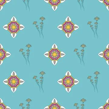 ORNATE PATTERN WITH FLORAL ELEMENTS Stock Illustration