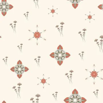 ORNATE PATTERN WITH FLORAL ELEMENTS Stock Illustration