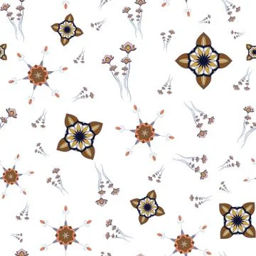 ORNATE PATTERN WITH FLORAL ELEMENTS 스톡 일러스트