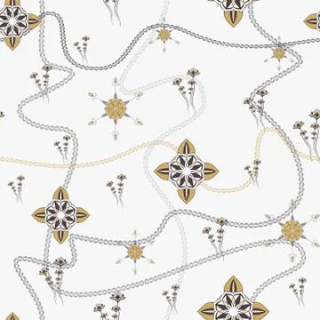 ORNATE PATTERN WITH FLORAL ELEMENTS Stock Illustration