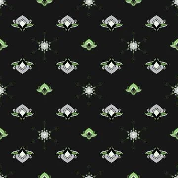 ORNATE PATTERN WITH FLORAL ELEMENTS Illustrazione stock