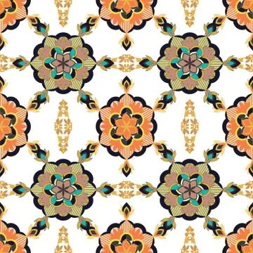 ORNATE PATTERN WITH MANDALA ELEMENTS Stock Illustration