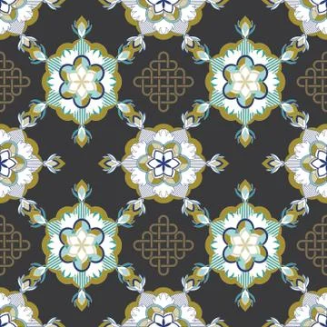 ORNATE PATTERN WITH MANDALA ELEMENTS Stock Illustration