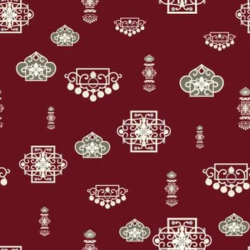 ORNATE PATTERN WITH TRADITIONAL ELEMENTS Stock Illustration