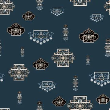 ORNATE PATTERN WITH TRADITIONAL ELEMENTS Stock Illustration