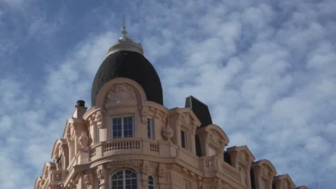 Ornate Pink Building Rooftop in Nice, France Stock Footage 329582223