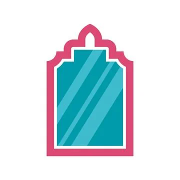 Ornate pink mirror with teal reflection surface Stock Illustration