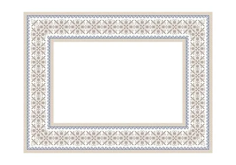 An ornate rectangular border design of Greek key, wave, stylized floral pattern  Stock Illustration