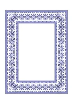 An ornate rectangular border design of Greek key, wave, stylized floral pattern  Illustrazione stock