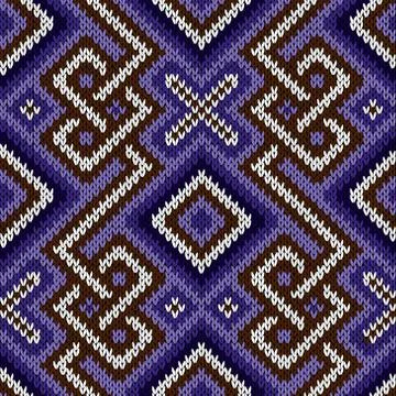 Ornate seamless knitted pattern Illustrazione stock