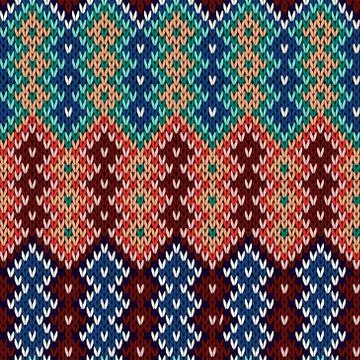 Ornate seamless knitted pattern Stock Illustration